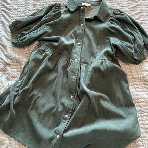 Entro Green Puff Sleeve Mini Dress